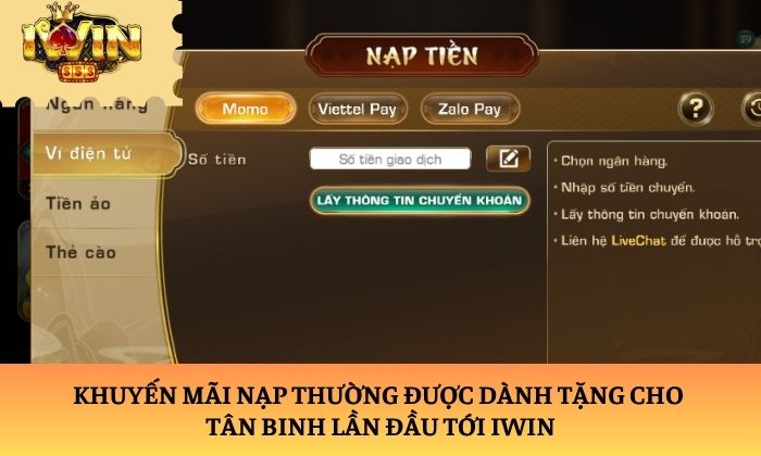 Khuyến mãi nạp thường được dành tặng cho tân binh lần đầu tới iWin